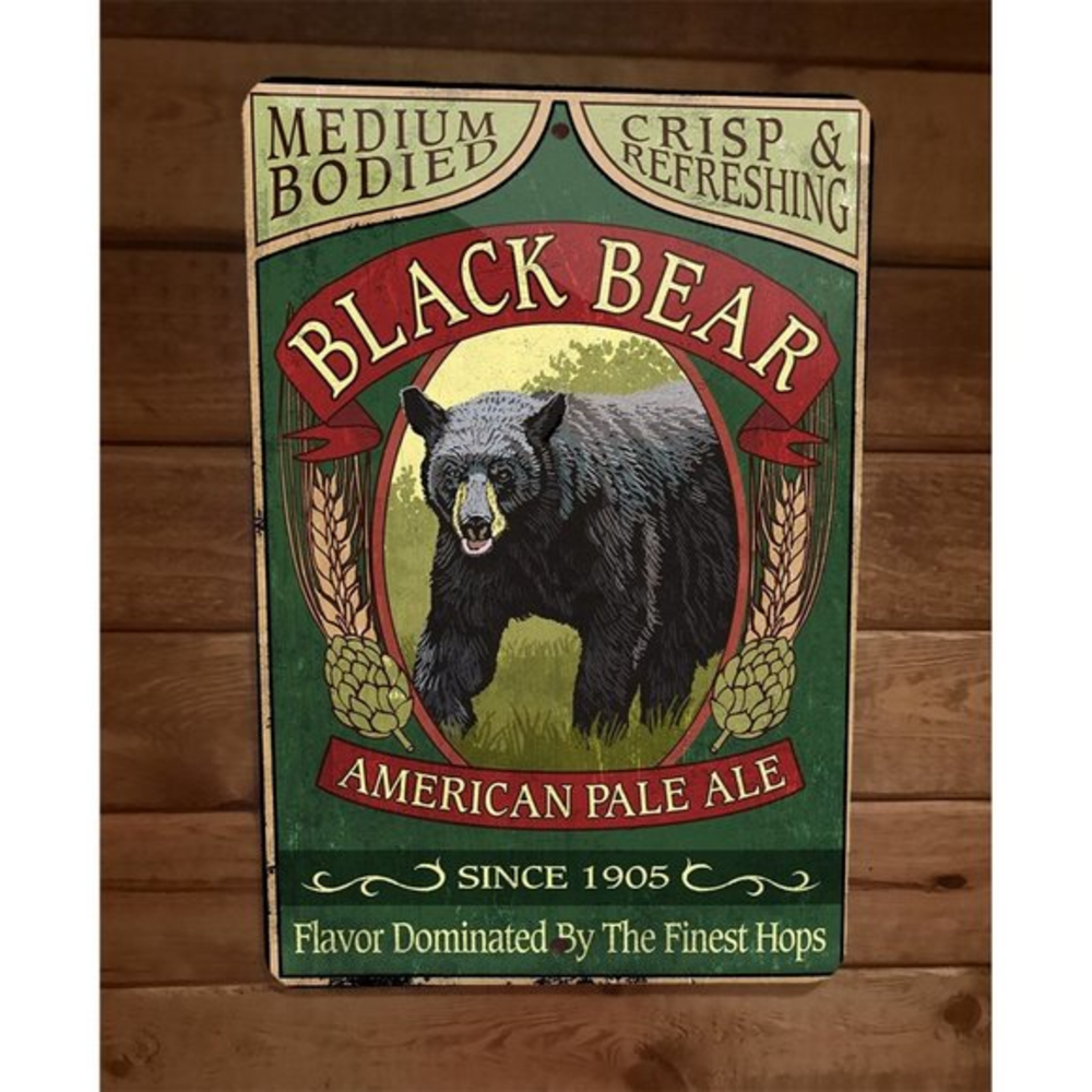 Black Bear American Pale Ale Beer 8x12 Metal Wall Sign Bar Animal Poster